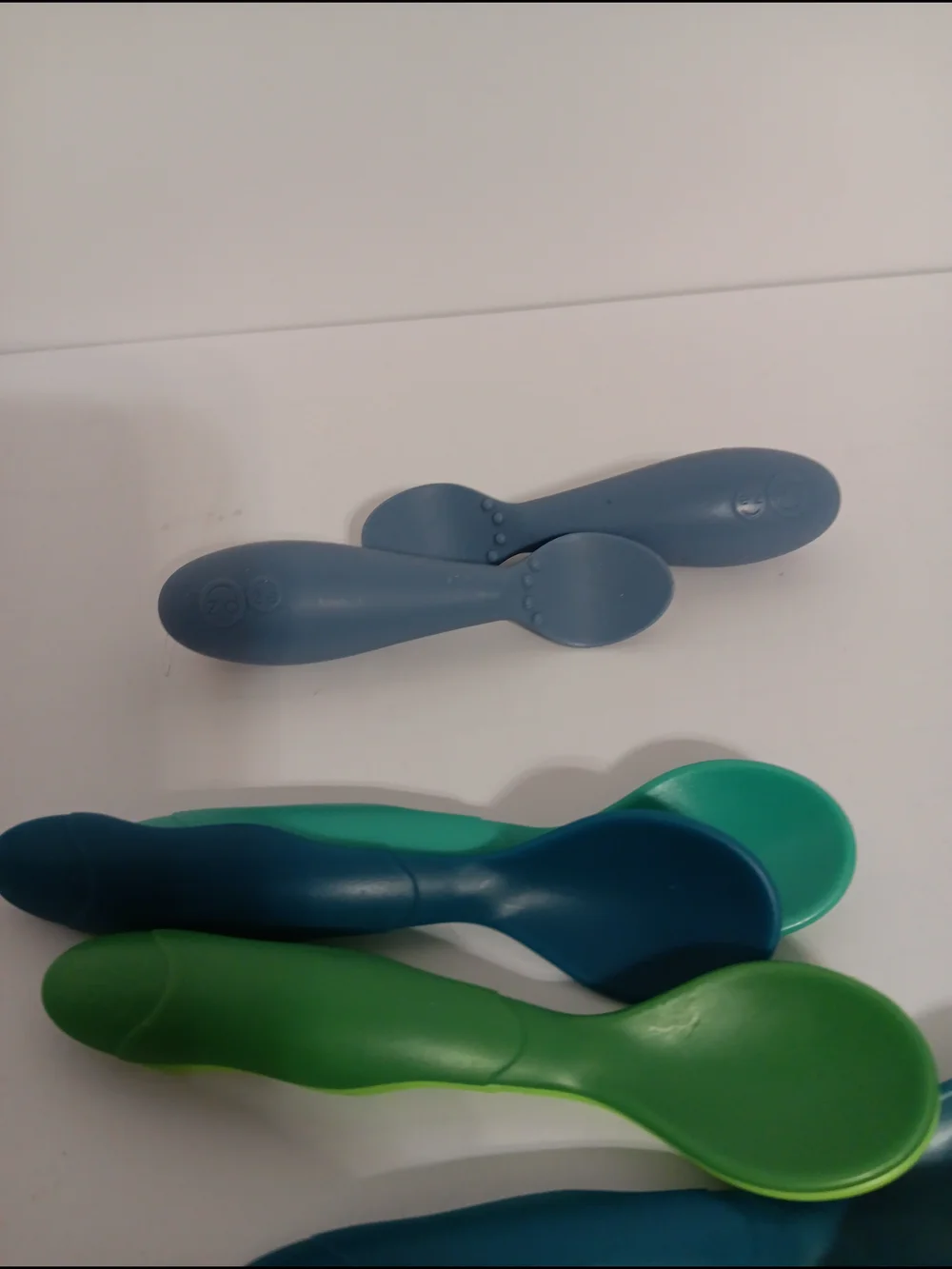 Multiples Kids Silicone Spoon & Fork Set - Blue, Green, Yellow